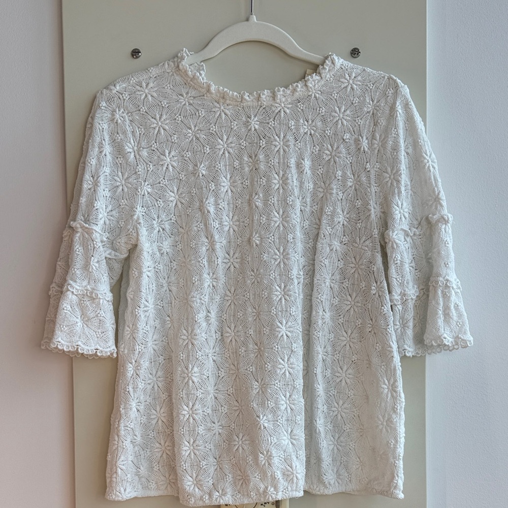 Sezane Cream Floral Lace Blouse